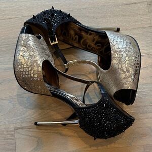 Sam Edelman Metallic and Black Studded Heels